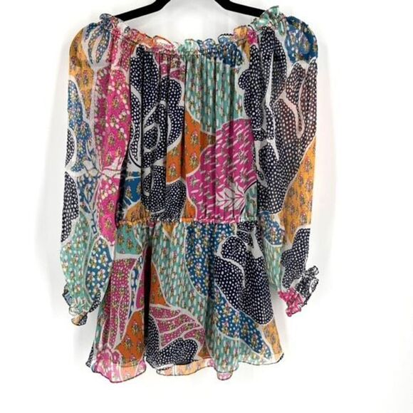 Diane Von Furstenberg Womens Silk Camila Off The Shoulder Top Multi-Color Size 4 - Picture 3 of 11